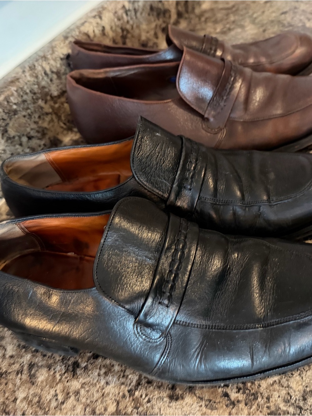 Florsheim Men’s Leather Slip-On Loafers in Black and Brown - Picture 2 of 4